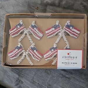 Storehouse Americana Flag Napkin Rings - Red, White & Blue Set of Four